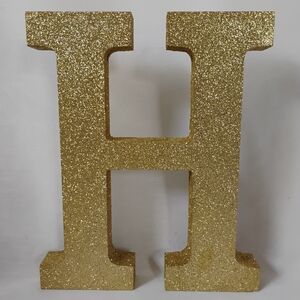 Sparkly Glittery Gold Hangable Letter "H" Sign Name Initial Flashy Bedroom Decor